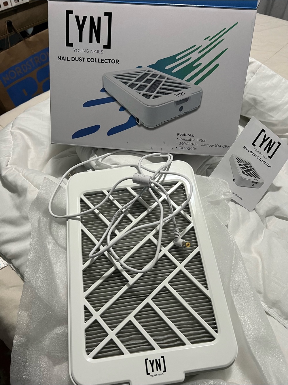 White Nail Dust Collector - Compact Salon Suction